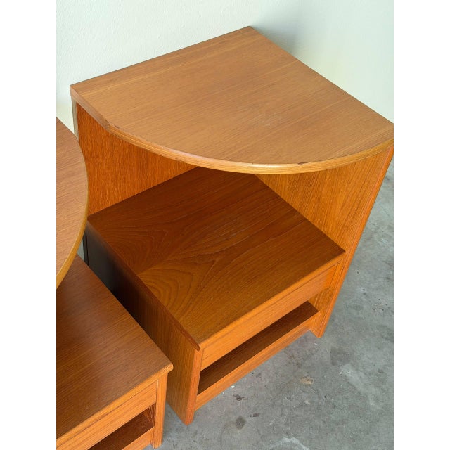 Wood Pair of Danish Modern Teak Nightstands - Mid-Century Modern Bedside Tables 1960s For Sale - Image 7 of 10