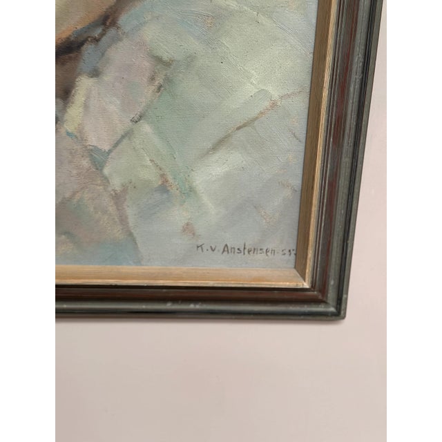 Karl Vilhelm Anstensen, Coastal Scene with Sunbathing Nude Woman, 1957, Oil Painting on Canvas, Framed For Sale - Image 6 of 17