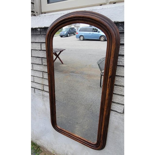 19th Century Antique 19th Century American Victorian Walnut Arched Wall Mirror Hallway For Sale - Image 5 of 18