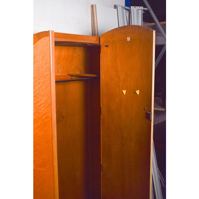 1920s Small Art Deco English Wardrobe in Light Wood, 1930 For Sale - Image 5 of 8