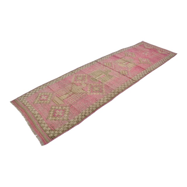 Soft Pink Vintage Runner Rug For Sale