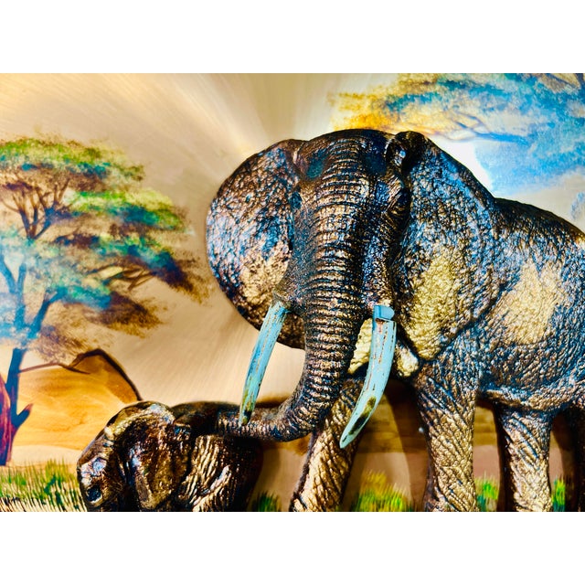 3-Piece Signed Gastone Safari Relief Set – Elephant & Calf, Zebra, XL Giraffe – Matching 25×19 Mid-Century Panels For Sale In Dallas - Image 6 of 12