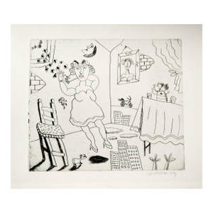 Jose Esteban Martinez Woman In Interior C. 1990 Original Print