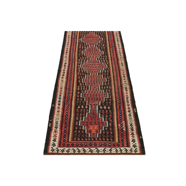 1950s 1950s Vintage Persian Kilim in Black and Red With Geometric Patterns, From Rug & Kilim For Sale - Image 5 of 8