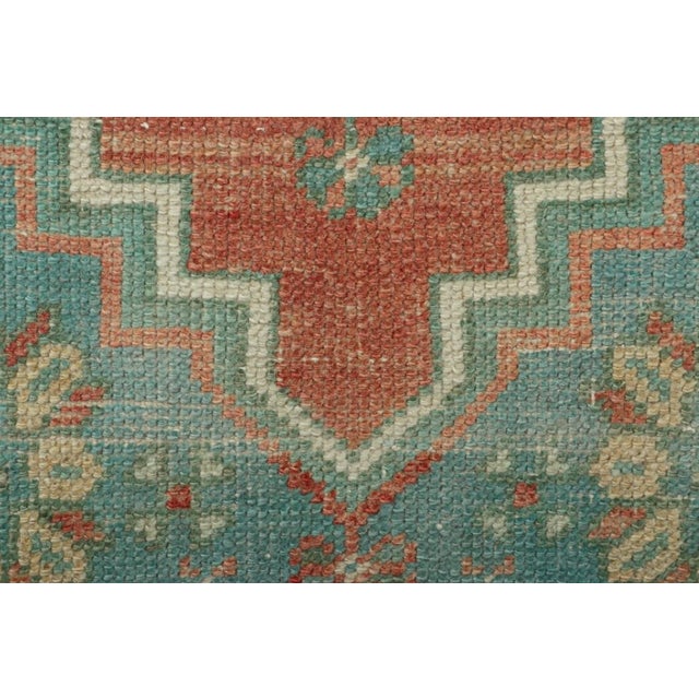 Traditional Vintage Turkish Rug in Red With Blue and White Floral Medallion | Rug & Kilim For Sale - Image 3 of 7