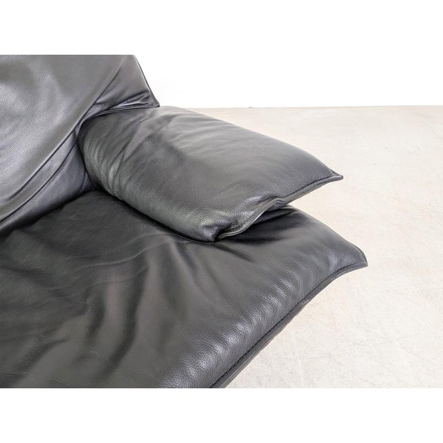 Vintage Italian 3-Seater Sofa in Black Leather, 1980s For Sale - Image 11 of 18