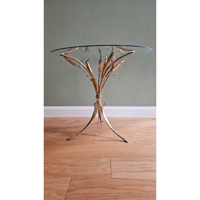 Gold Hollywood Regency Gold Sheaf of Wheat Accent Table For Sale - Image 8 of 9