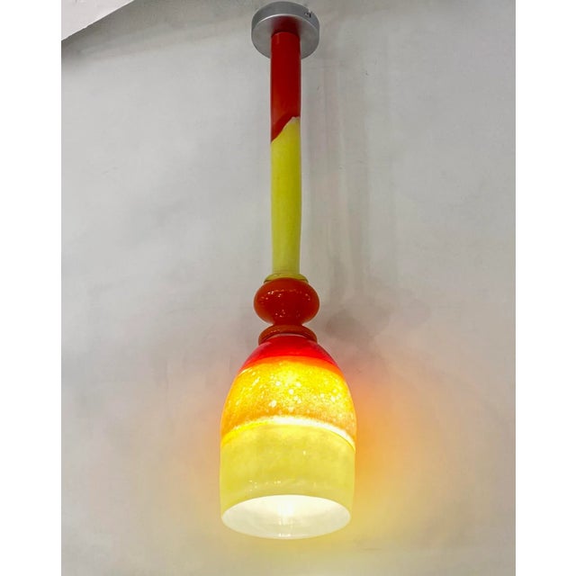 Contemporary Contemporary Bespoke Italian Organic Yellow Orange Murano Glass Pendant Light For Sale - Image 3 of 10