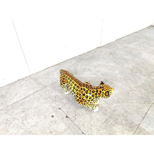 Vintage Italian Ceramic Hand Painted Leopard, 1960s For Sale - Image 4 of 10