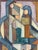 This is a colorful cubist abstract family portrait on canvas titled “Family Group 2” by Ed Jaffe (1929-2023) Line work of...
