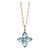 Syna Yellow Gold Blue Topaz Flower Pendant with Diamond For Sale