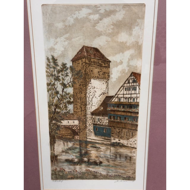 M. Leianne " Weinstadel" Etching, Vintage For Sale - Image 4 of 12