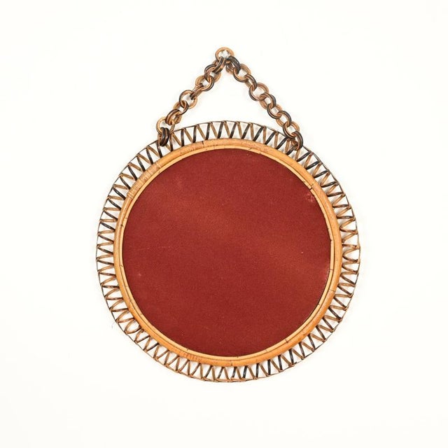 Mid-Century Organic Round Spring Mirror in Rattan and Wicker, Italy, 1960s For Sale - Image 12 of 13
