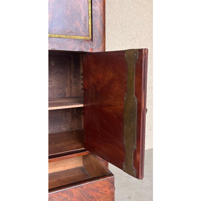 19th Century Empire Drop-Front Oak Secretary Desk or Abattant, Chest France For Sale - Image 10 of 18