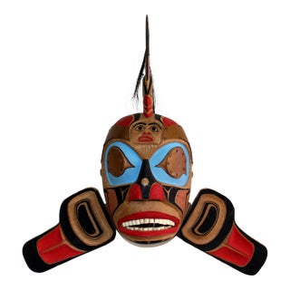 1970s Carved Wood Indian Mask From Pacific North West For Sale