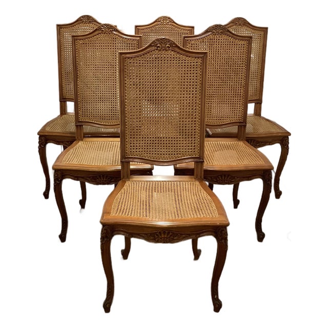 Classic French Double-Caned Dining Chairs/6 For Sale