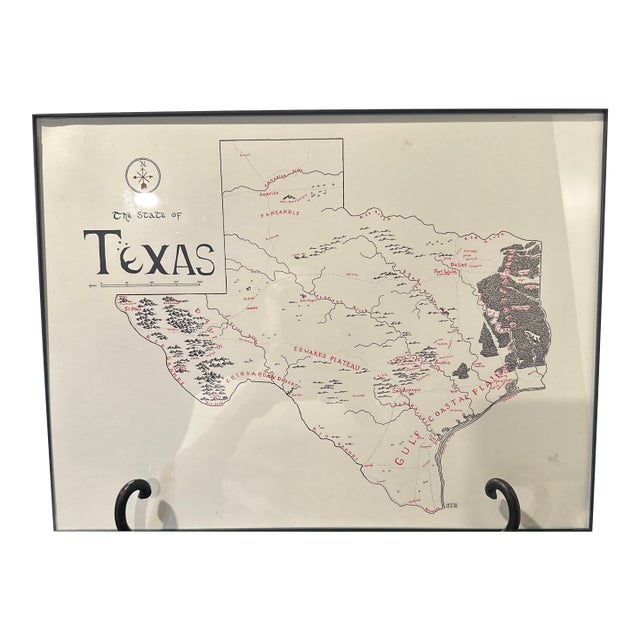Framed Texas Map the Lord of Maps For Sale