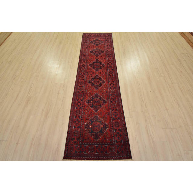Tribal Turkmen Runner 2’6” X 9’5” Red Wool Tribal Hand-Knotted Oriental Rug For Sale - Image 3 of 12