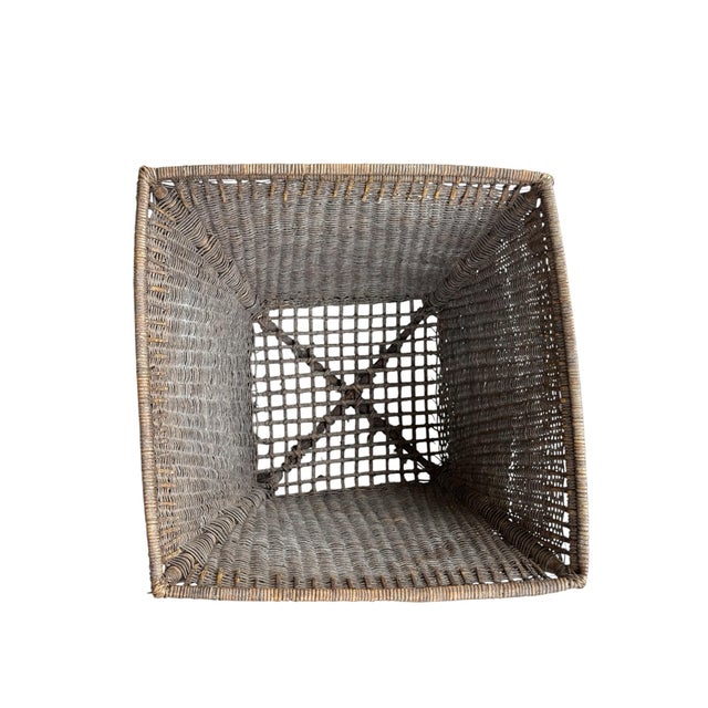 1970s Vintage Ifugao Woven Rattan and Bamboo Potato Carrying Basket From the Philippines For Sale - Image 5 of 11
