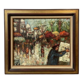 Henry Maurice d'Anty, Snow in Montmartre, 1950s, Oil on Canvas For Sale