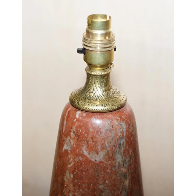 Late Victorian French Antique Gilt Brass Marble Table Lamp For Sale - Image 3 of 11