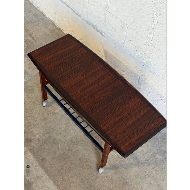 1960s Rosewood Coffee Table Trolley on Wheels Mid-Century Modern 1960s For Sale - Image 5 of 9