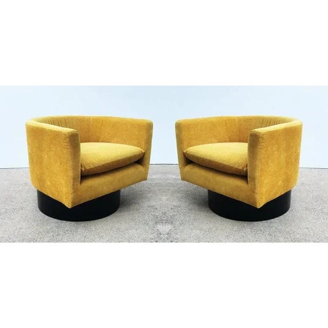 1960s Milo Baughman Barrel Back Swivel Chairs - A Pair For Sale - Image 5 of 10