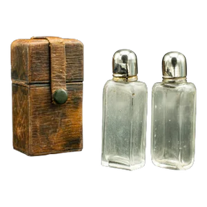 1850's Small Antique English Leather Travelling Perfume Case