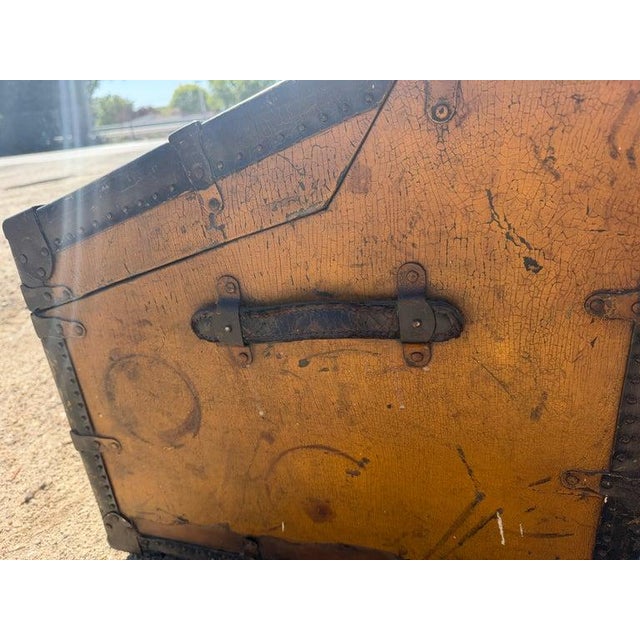 Mustard 19th Century Canted Top Trunk in Mustard Paint For Sale - Image 8 of 11