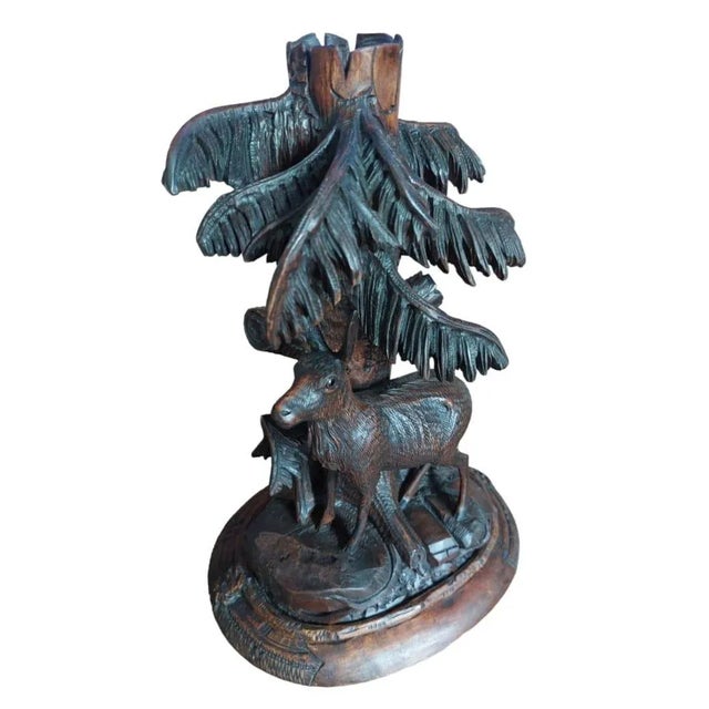 Wood Black Forest Deer Vase, 1920s For Sale - Image 7 of 8