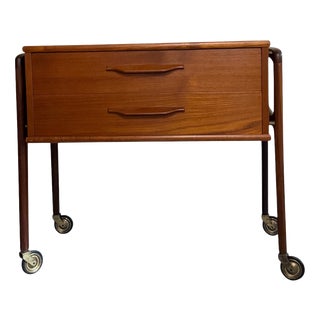 Mid-Century Danish Teak Side Table with Drawers, 1960s For Sale