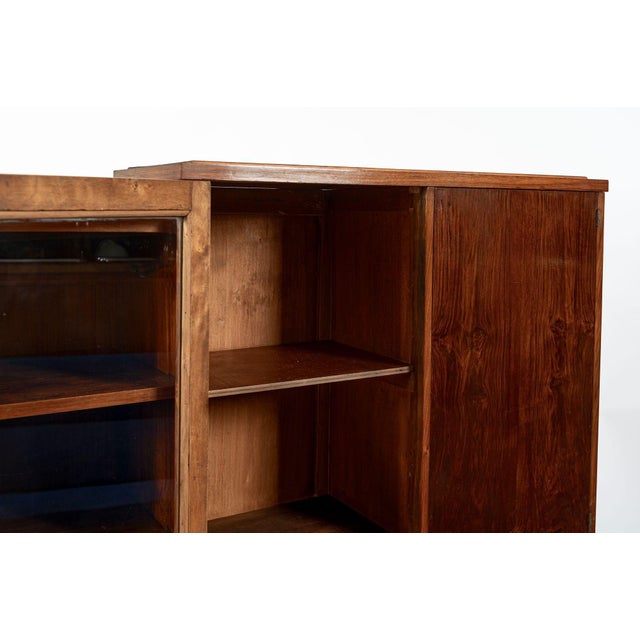 Brown Antique French Art Deco Rosewood Vitrine Display Cabinet or Bookcase, 1940s For Sale - Image 8 of 17
