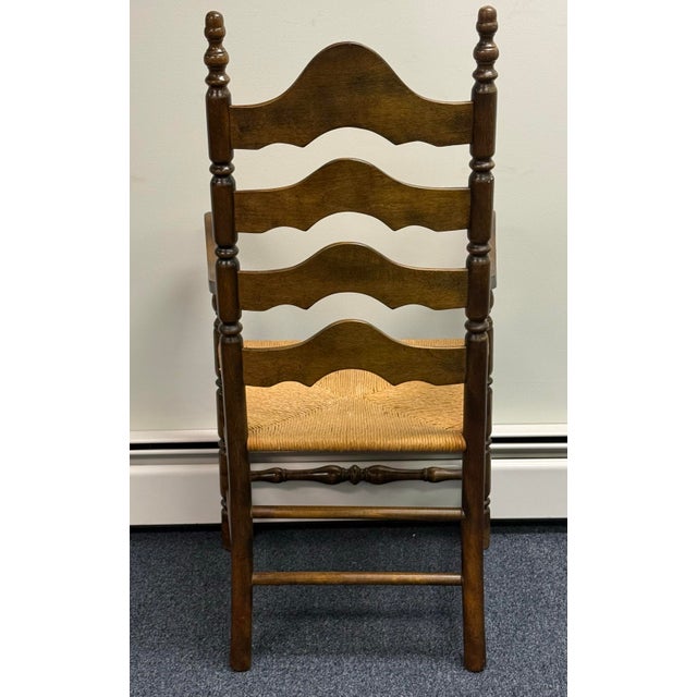 1980s Late 20th Century Early American Ladderback Dining Chairs - Set of 6 For Sale - Image 5 of 12
