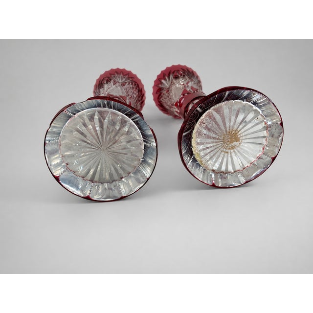 Early 20th Century Early 20thC Bohemian Red Cut Crystal Vases - Pair For Sale - Image 5 of 12