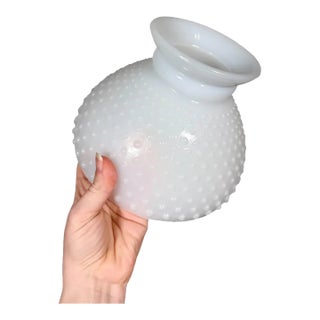Vintage Hobnail Milk Glass Lamp Shade - Fenton Milkglass - White 8 Inch Diameter Lampshade For Sale