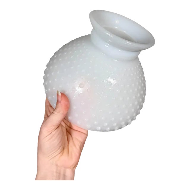 Vintage Hobnail Milk Glass Lamp Shade - Fenton Milkglass - White 8 Inch Diameter Lampshade For Sale