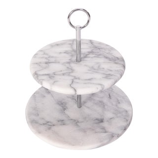 Artifacts Trading Company 2-Tier Round Dessert Plate in White For Sale