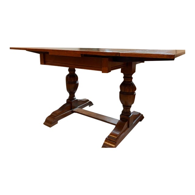 Early 20th Century Jacobean Revival Oak Refectory Table With Carved Melon Legs For Sale