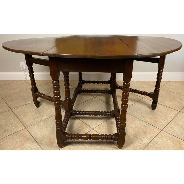 English William and Mary Gateleg Table Barley Twist Legs, 17th–Early 18th C. For Sale - Image 10 of 13