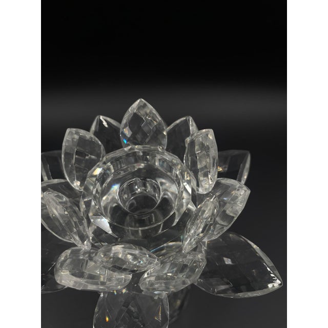 White Crystal Lotus Flower Candlestick, 1976 For Sale - Image 8 of 9