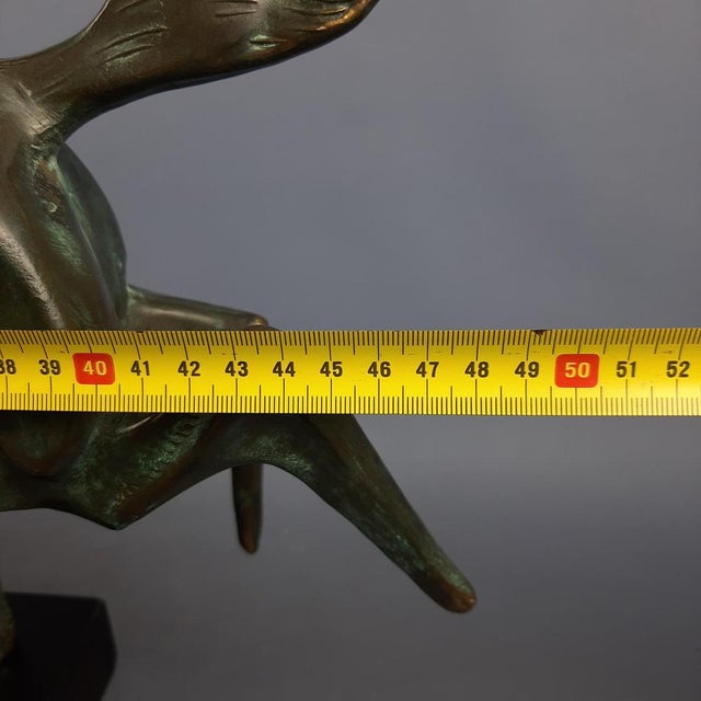 Brass Sculpture of Horse Jumping Over Wooden Base, 1980s For Sale - Image 17 of 18