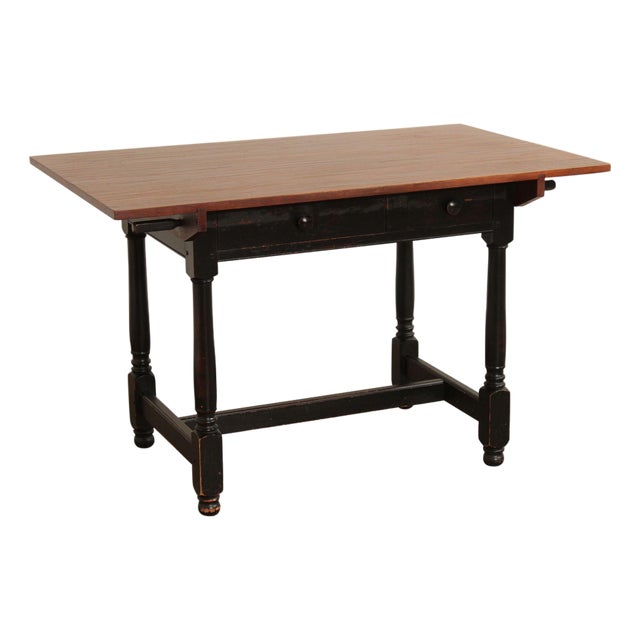 Farmhouse Style Cherry Top Painted Base Dining or Breakfast Table For Sale