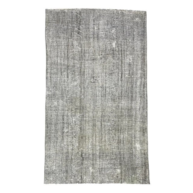 Textile 1960s Vintage Gray Overdyed Turkish Rug- 5′5″ × 9′3″ For Sale - Image 7 of 7