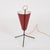 Italian Tripod Conical Red Lacquered Metal and Brass Table Lamp, 1950s For Sale - Image 4 of 9