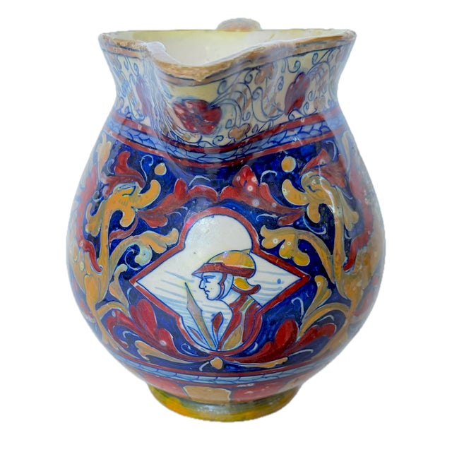 Vintage Handpainted Etruscan Style Gryphon & Soldier Pitcher For Sale In Atlanta - Image 6 of 14