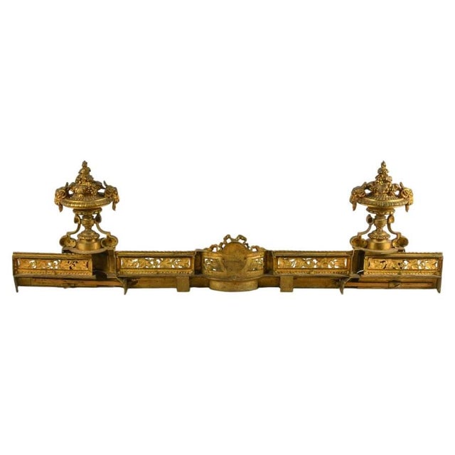 Antique French Louis XVI Gilt Bronze Bar De Cheminée Fireplace Fender, Circa 1880 For Sale - Image 10 of 12