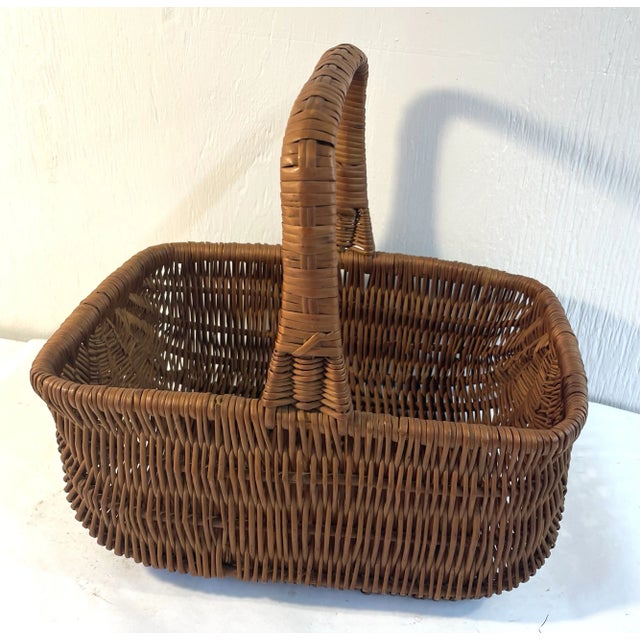 Mid 20th Century Vintage Rounded Bottom Handled Basket For Sale - Image 5 of 7