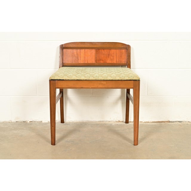 Art Deco Carved Walnut Vanity Stool | Circa 1920s For Sale - Image 4 of 11