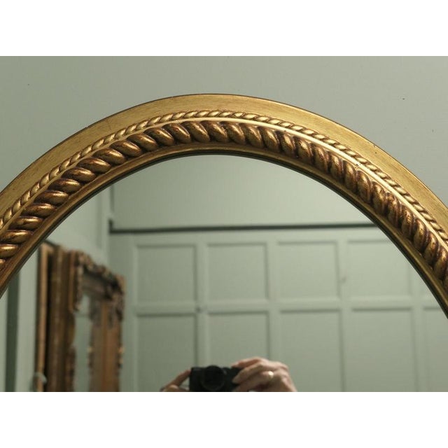 Large Gilt Oval Mirror with Rope Edging Border, 1960 For Sale - Image 6 of 7