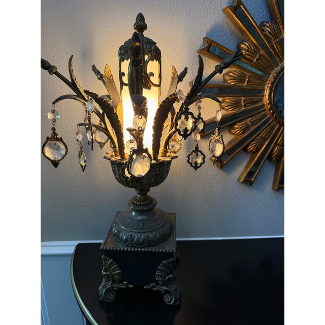 Vintage Table Lamps With Crystal Antique Gold For Sale - Image 14 of 17